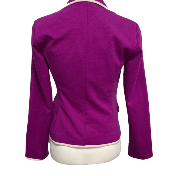 NWT! Gap “Academy Blazer” Fuchsia Ponte Knit with White Trim Jacket Size 2 - Picture 3 of 9